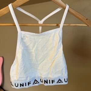 UNIF White Logo-Band Cropped Tank